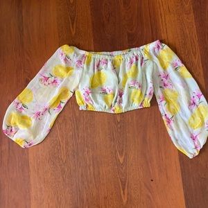 Forever 21 Off The Shoulder Print Crop Top